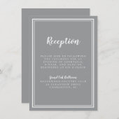 シンプルな結婚式の受付案内 グレイ チック フレーム 白 エンクロージャーカード (正面/裏面)
