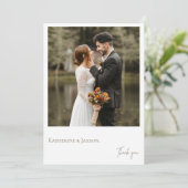 シンプルな結婚式の夫婦写真の御礼 II サンキューカード (スタンド正面)