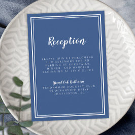 シンプルな結婚式の披露宴 クラシックブルー ホワイトフレーム エンクロージャーカード