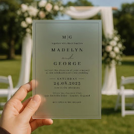シンプルな結婚式の招待状テンプレート ミニマリスト アクリル招待状