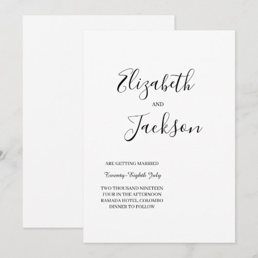 シンプルな結婚式の招待状 招待状 (正面/裏面)