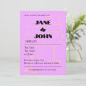 シンプルな結婚式の招待状　日付　ピンク　シャンパン　愛 セーブザデート (スタンド正面)