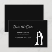 シンプルな結婚式の招待状 黒白 花嫁 花婿 (正面/裏面)