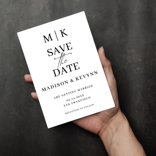 シンプルな結婚式の招待状（Save The Date） セーブザデート