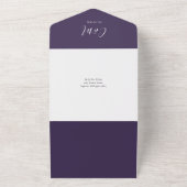 シンプルな結婚式の紫のQRコードスクリプト オールインワン招待状 (外側)