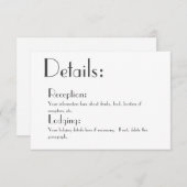 シンプルな結婚式の詳細カード 出欠カード (正面/裏面)