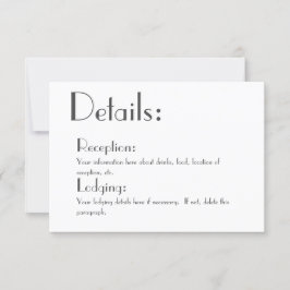 シンプルな結婚式の詳細カード 出欠カード