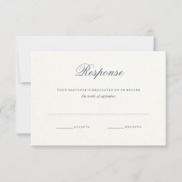 シンプルな結婚式の返信カード 青灰色のテキスト 出欠カード