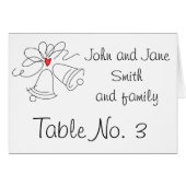 シンプルな結婚式の鐘のカスタムなテーブル数カード (正面横)