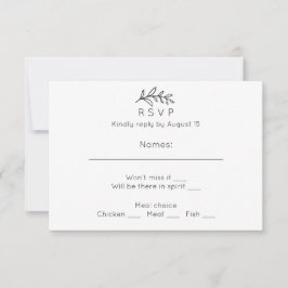 シンプルな結婚式のRSVP。黒と白の返信ハガキ 出欠カード