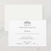 シンプルな結婚式のRSVP。黒と白の返信ハガキ 出欠カード (正面/裏面)