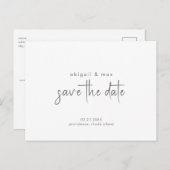 シンプルな結婚式のSave the Date ポストカード (正面/裏面)