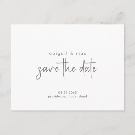 シンプルな結婚式のSave the Date ポストカード (正面)