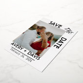 シンプルな結婚式のSave the Date 箔招待状 (回転した状態)