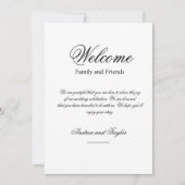 シンプルな結婚式ウェルカムバッグレター＆タイムラインカード 招待状 (正面)