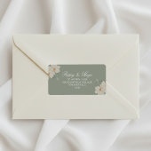 シンプルな結婚式リターンアドレス Sage Green Floral ラベル