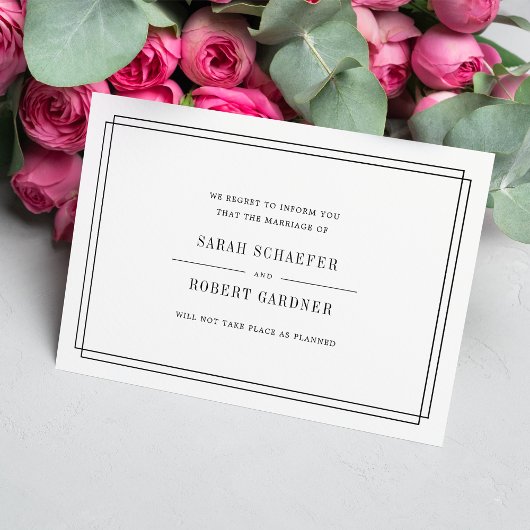 シンプルな結婚式中止のお知らせカード 案内状