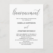 シンプルな結婚式中止のお知らせ 案内ポストカード (正面)