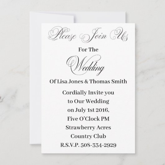 シンプルな結婚式招待状 招待状 (正面)