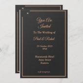 シンプルな結婚式招待状, 黒と金 招待状 (正面/裏面)