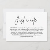 シンプルな結婚式詳細同封カード Just a Note 招待状 (正面)
