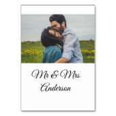 シンプルな結婚式 ミニマル Mr. と Mrs. お名前と写真を追加 テーブルナンバー (裏面)