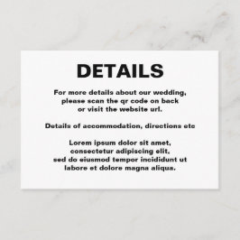 シンプルな結婚式QRコード エンクロージャーカード