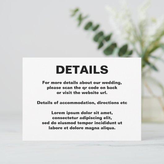 シンプルな結婚式QRコード エンクロージャーカード (スタンド正面)