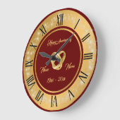 シンプルな結婚指輪をカスタマイズ ゴールド アニバーサリー ラージ壁時計 (傾斜)