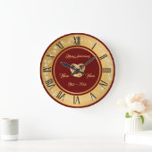 シンプルな結婚指輪をカスタマイズ ゴールド アニバーサリー ラージ壁時計 (ホーム)