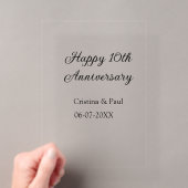 シンプルな結婚記念日おめでとう10周年記念 名前入り アクリル招待状 (インサイチュ (ポータブル))