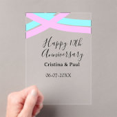 シンプルな結婚記念日おめでとう10周年記念 名前入り アクリル招待状 (インサイチュ (ポータブル))