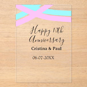 シンプルな結婚記念日おめでとう10周年記念 名前入り アクリル招待状