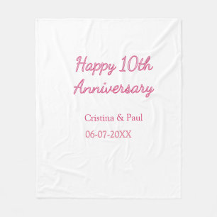 シンプルな結婚記念日おめでとう10周年記念 名前入り フリースブランケット