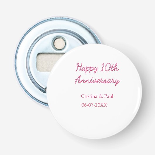 シンプルな結婚記念日おめでとう10周年記念 名前入り 栓抜き (正面)