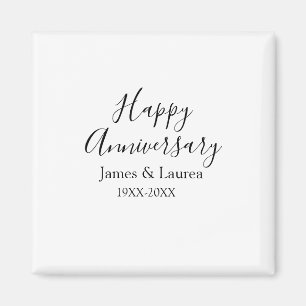 シンプルな結婚記念日の名前と日付と年号ギフト マグネット