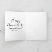 シンプルな結婚記念日の名前の日付の年 カード (内部)