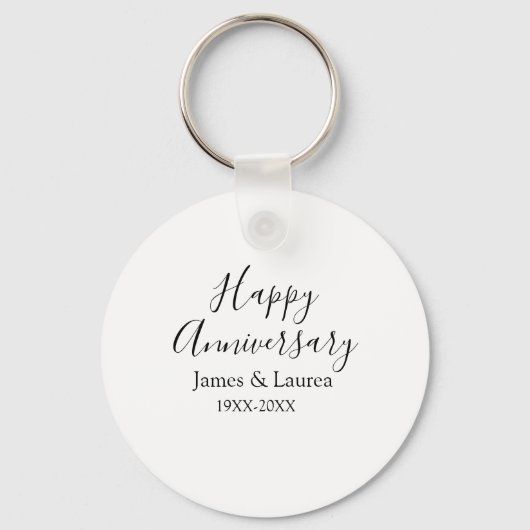 シンプルな結婚記念日の名前の日付の年 キーホルダー (正面)