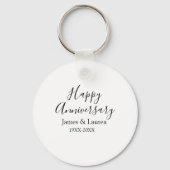 シンプルな結婚記念日の名前の日付の年 キーホルダー (裏面)