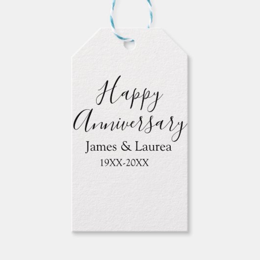 シンプルな結婚記念日の名前の日付の年 ギフトタグ (正面)