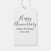 シンプルな結婚記念日の名前の日付の年 ギフトタグ (裏面)