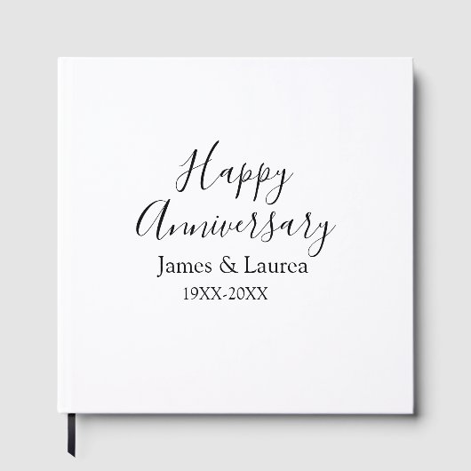 シンプルな結婚記念日の名前の日付の年 ゲストブック (正面)