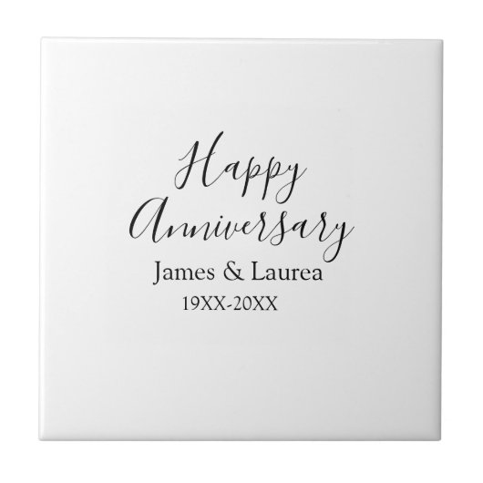 シンプルな結婚記念日の名前の日付の年 タイル (正面)