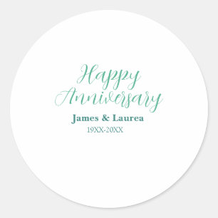 シンプルな結婚記念日の名前の日付の年 ラウンドシール