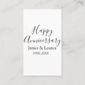 シンプルな結婚記念日の名前の日付の年 名刺 (裏面)