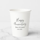 シンプルな結婚記念日の名前の日付の年 紙コップ (裏面)
