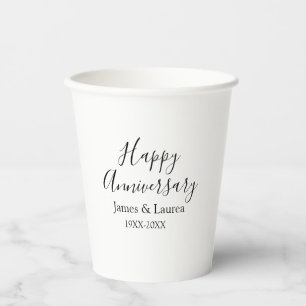シンプルな結婚記念日の名前の日付の年 紙コップ