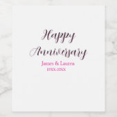 シンプルな結婚記念日の名前の日付の年 Mi ワインラベル (シングルラベル)