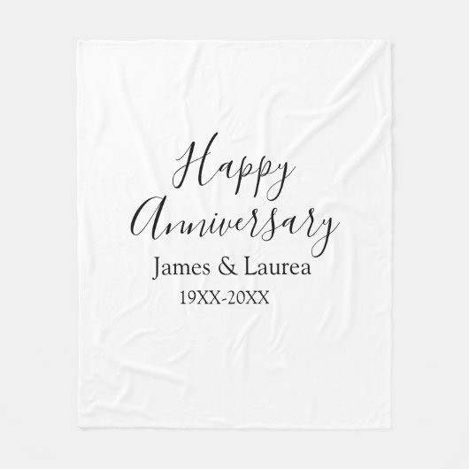 シンプルな結婚記念日の名前入りデザイン フリースブランケット (正面)