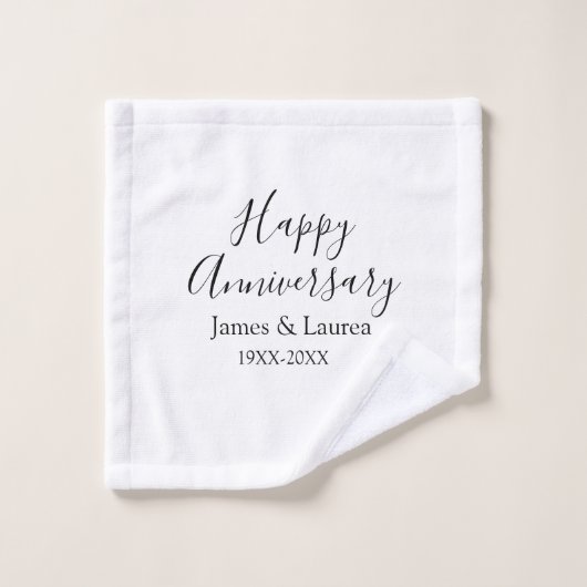 シンプルな結婚記念日の名前+日付+年 ウォッシュタオル (ウォッシュタオル)